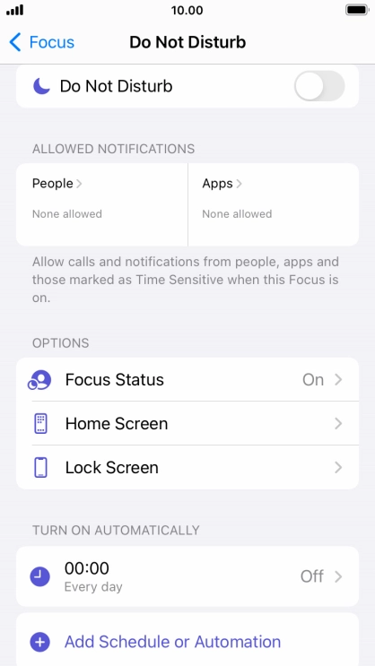 Press People and follow the instructions on the screen to select which contacts you would like to receive calls and notifications from when Do Not Disturb is turned on.