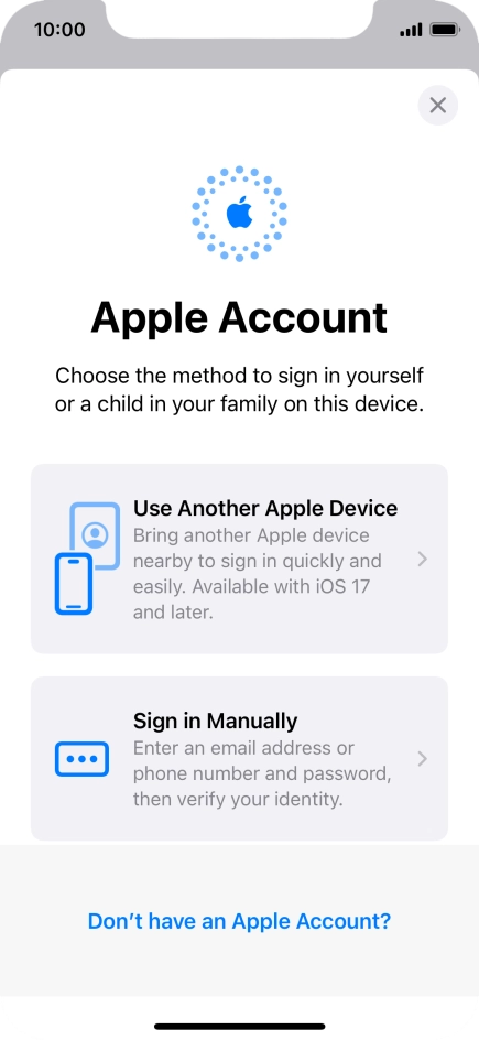 Press Sign in Manually.
