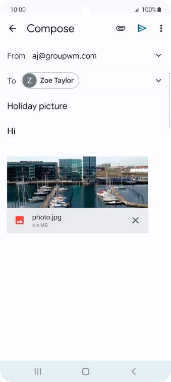 Press the send icon when you've finished your email.