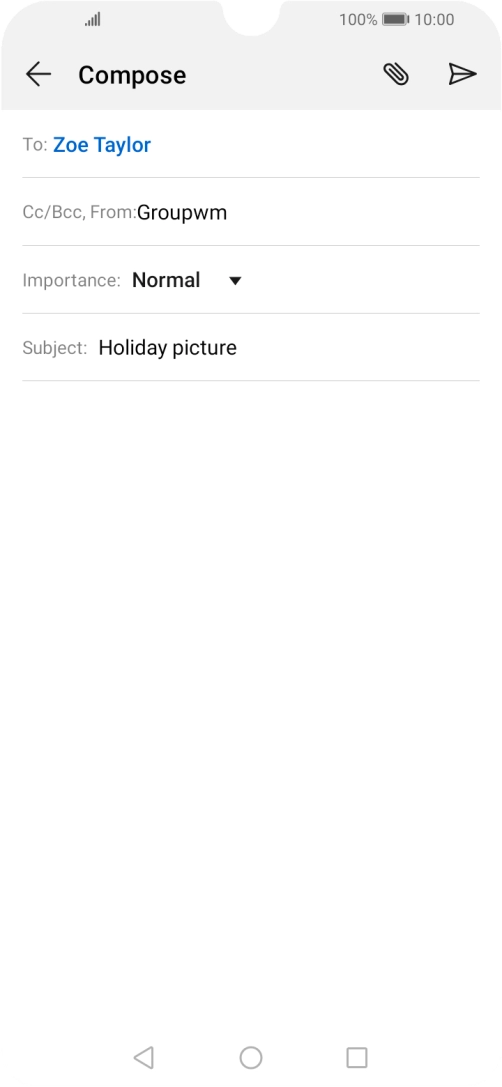 Press the text input field and write the text for your email.