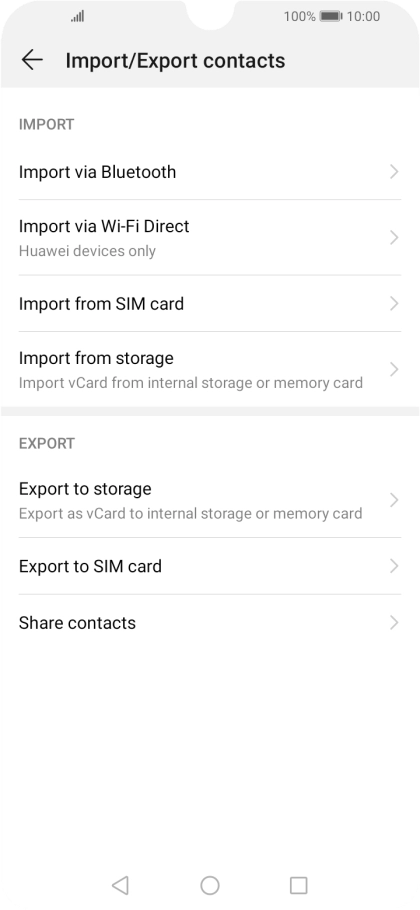 Press Import from SIM card.