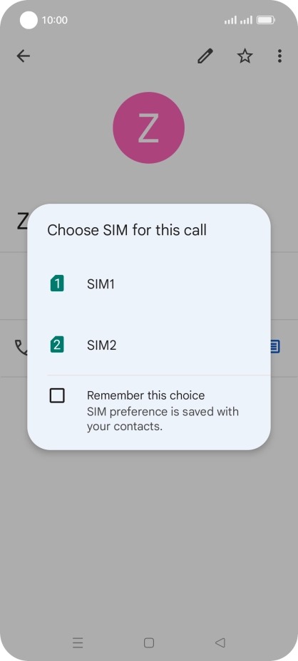 Press the required SIM.