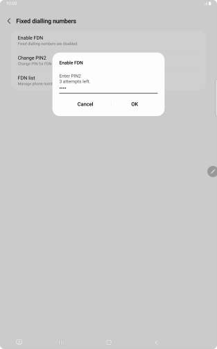 Key in your PIN2 and press OK. The default PIN2 is 0000.