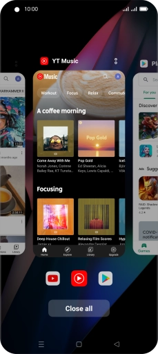 To end one running application, slide your finger upwards on the required application.