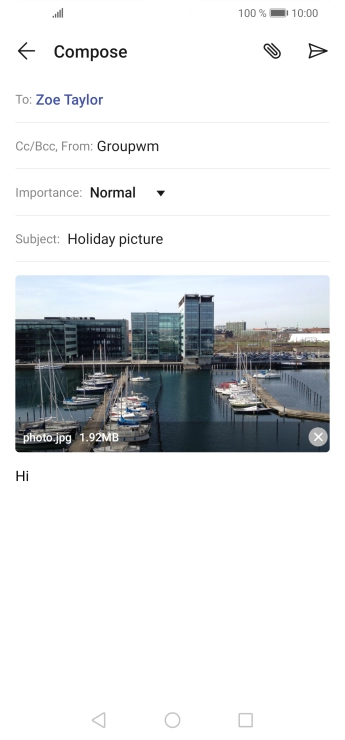 Press the send icon when you've finished your email.