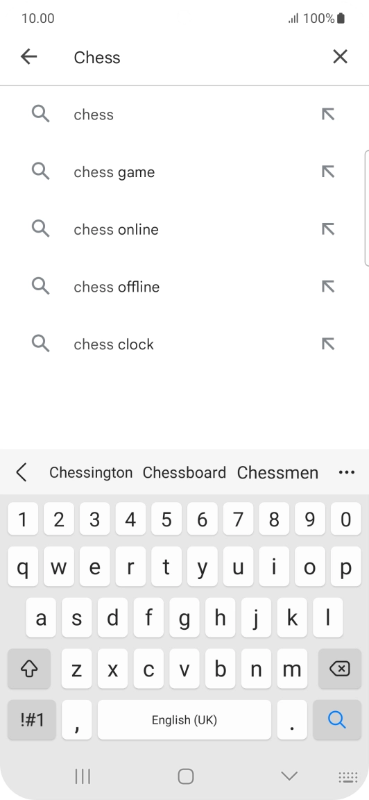 Key in the name or subject of the required app and press the search icon.
