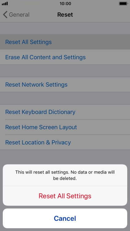Press Reset All Settings.