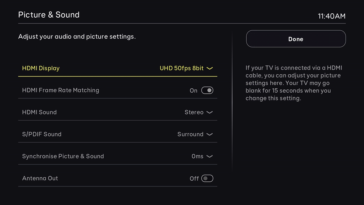 Highlight HDMI Display.