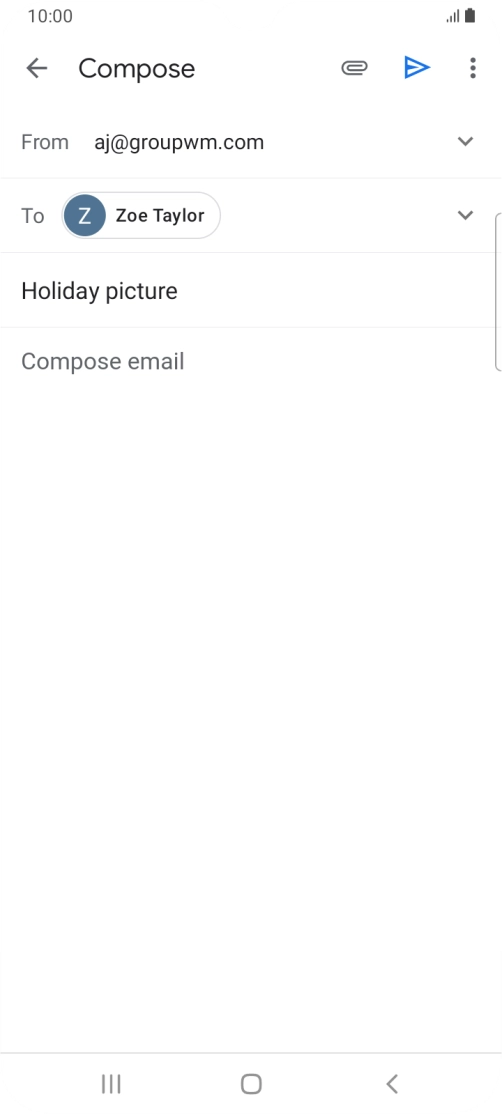 Press the text input field and write the text for your email.