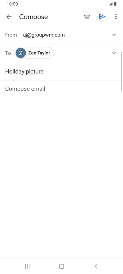 Press the text input field and write the text for your email.