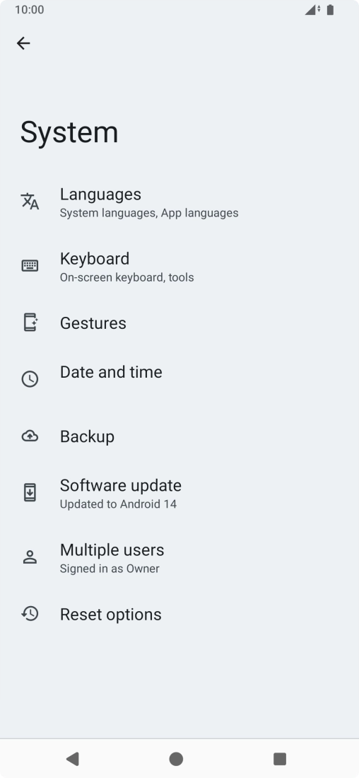 Press Reset options.