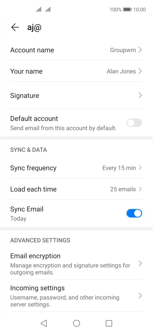Press Account name and key in the required name.