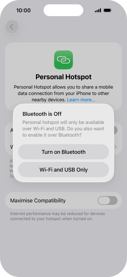 If Wi-Fi is turned on, press Wi-Fi and USB Only.