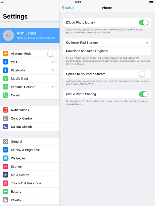 Press the indicator next to 