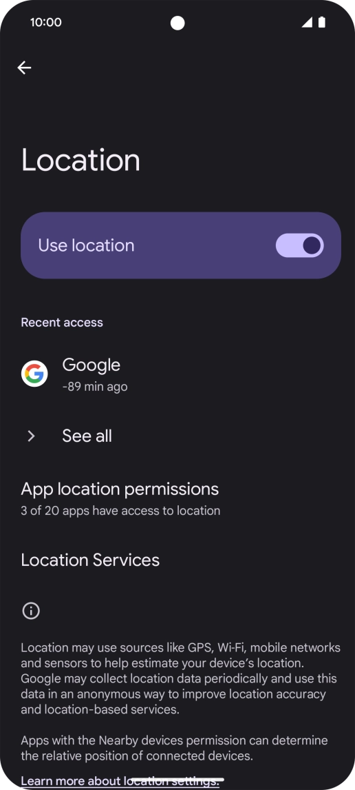 Press App location permissions.