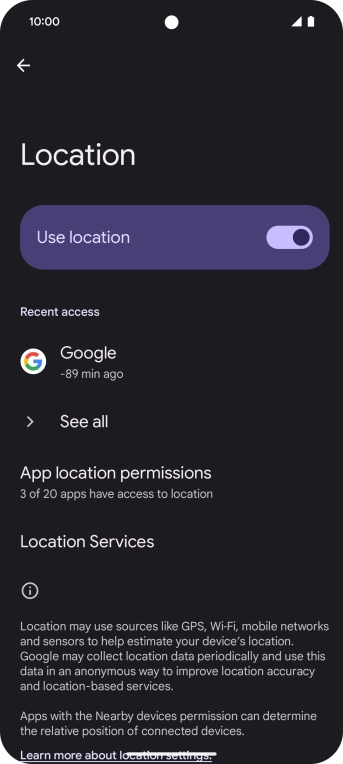 Press App location permissions.