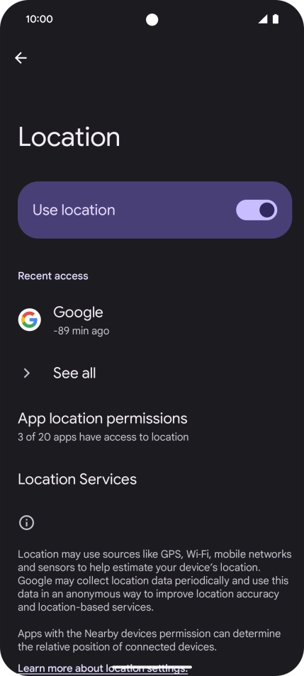 Press App location permissions.