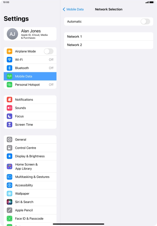 If you turn off the function, press the required network.