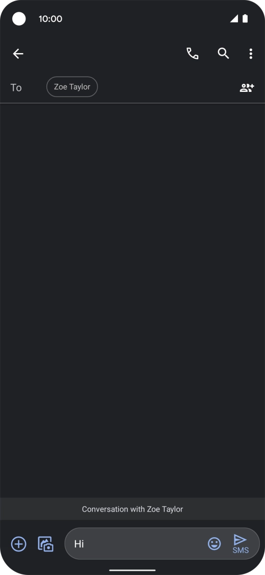 Press the send icon when you've finished your SMS.