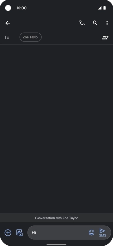 Press the send icon when you've finished your SMS.