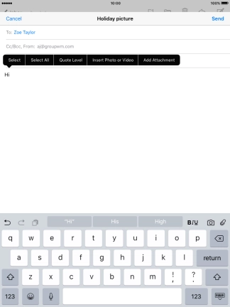 Press Insert Photo or Video and follow the instructions on the screen to attach a picture or a video clip.