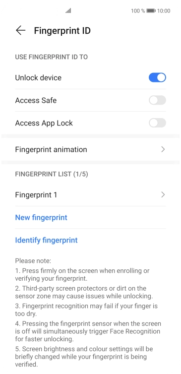 Press the indicators next to the required settings to turn them on or off.