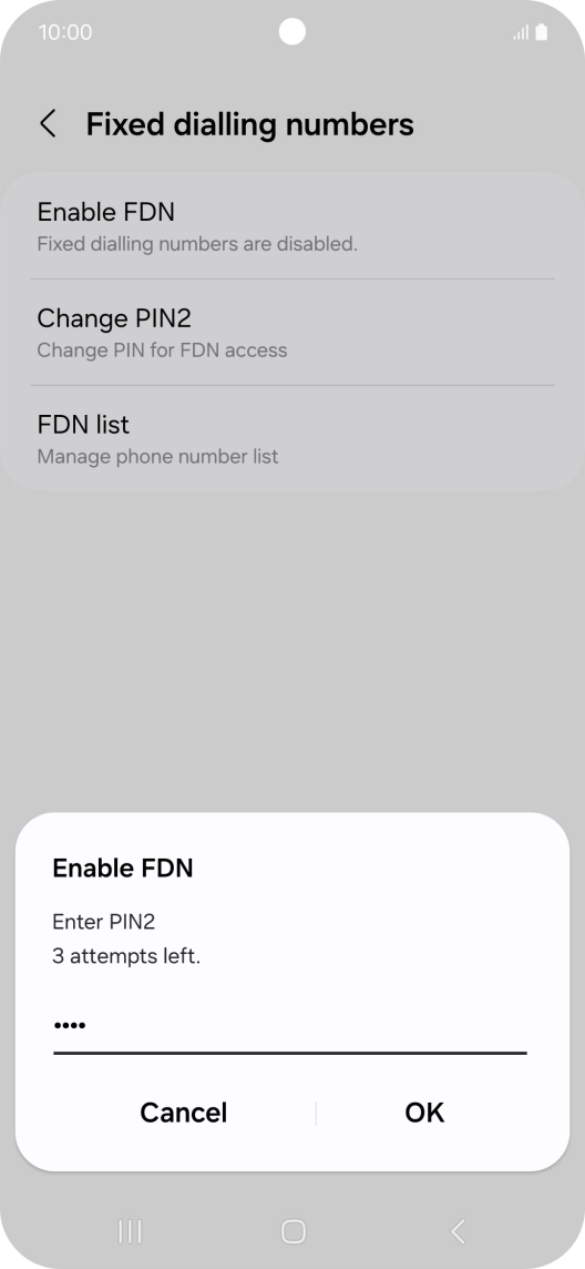 Key in your PIN2 and press OK. The default PIN2 is 0000.