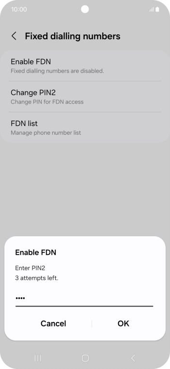 Key in your PIN2 and press OK. The default PIN2 is 0000.