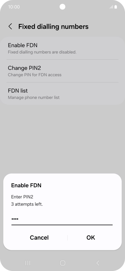 Key in your PIN2 and press OK. The default PIN2 is 0000.