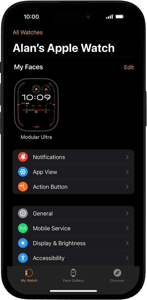 On your phone: Press My Watch.