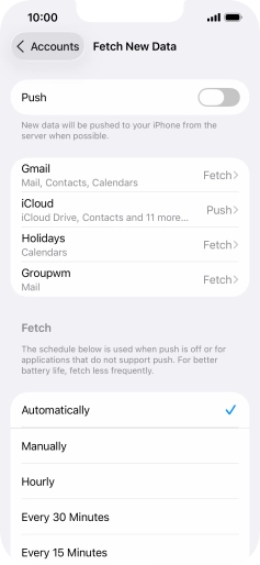 If you turn off the function, press the required setting.