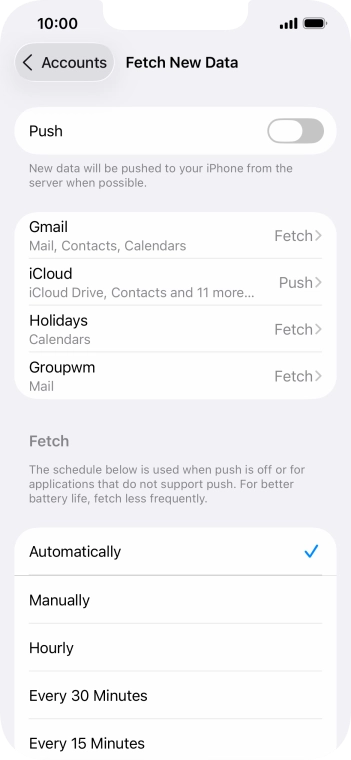 If you turn off the function, press the required setting.