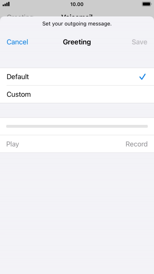 Press Default to select the default greeting.