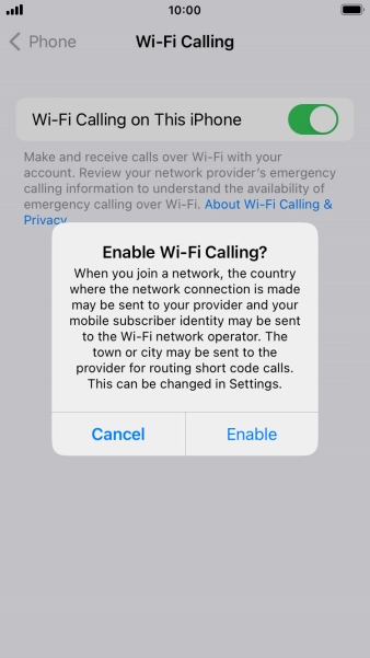 If you turn on the function, press Enable.