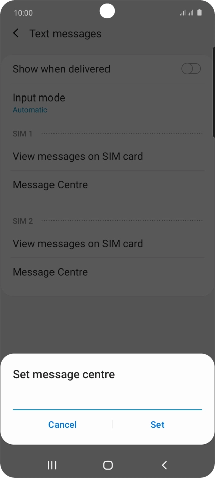 Key in +447958879879 and press Set.