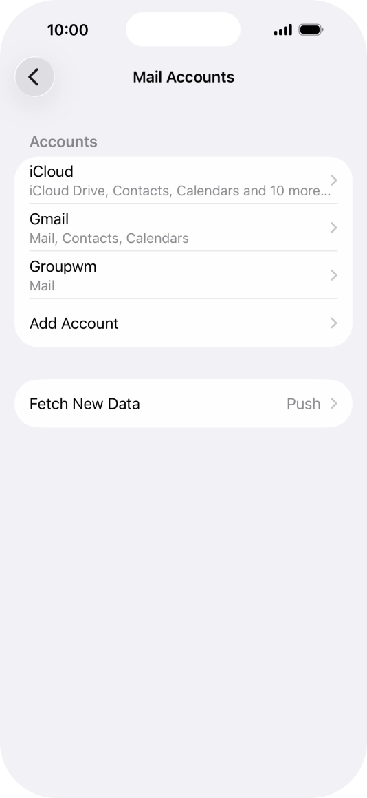 Press the name of the email account you've just set up.