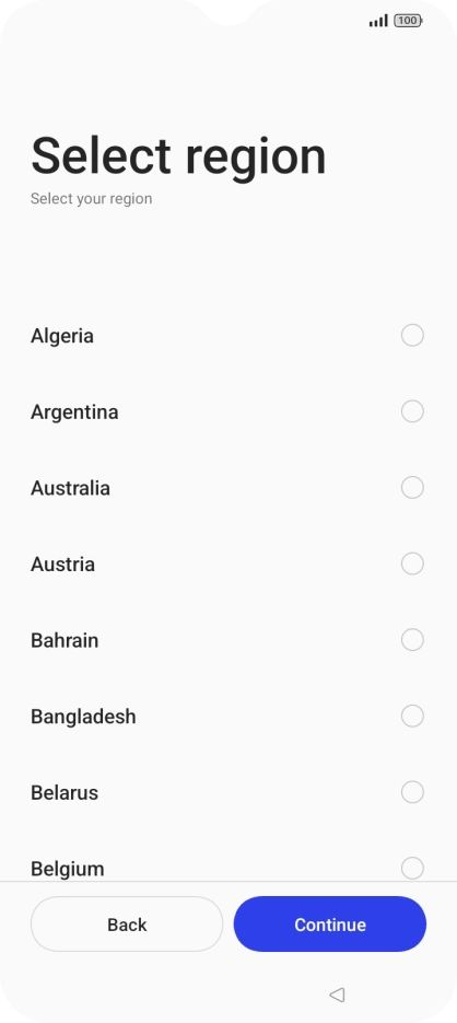 Press the required region.