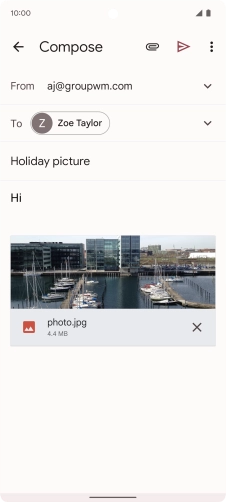 Press the send icon when you've finished your email.