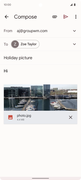 Press the send icon when you've finished your email.
