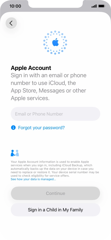 Press Email or Phone Number and key in the username for your Apple Account.