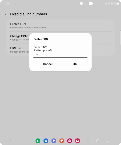 Key in your PIN2 and press OK. The default PIN2 is 0000.