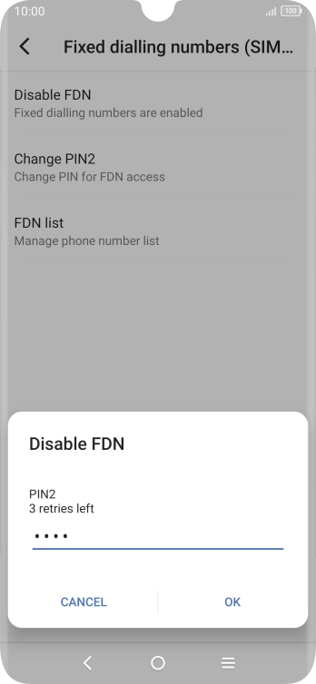Key in your PIN2 and press OK. The default PIN2 is 0000.