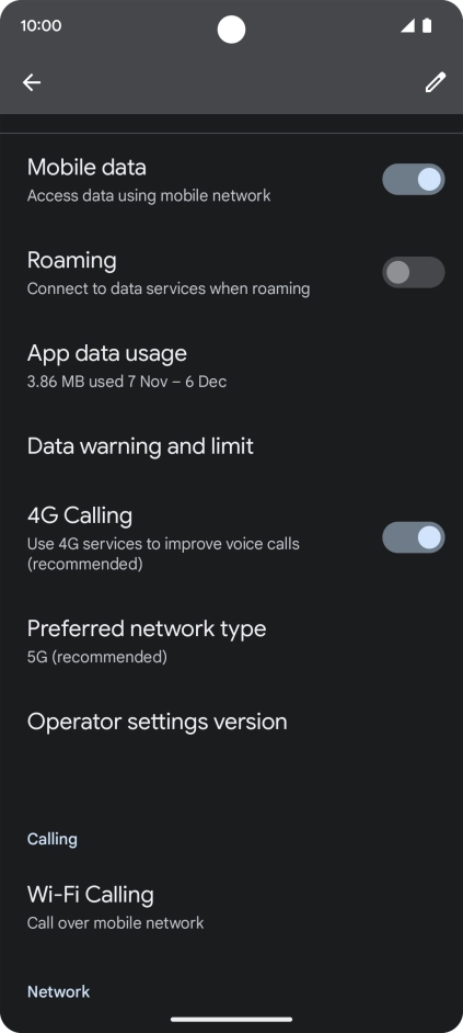 Press Preferred network type.
