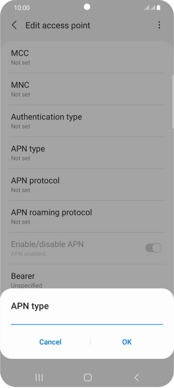 Key in default and press OK.