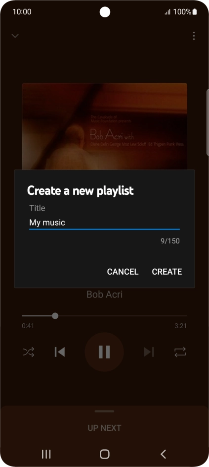 Key in a name for the playlist and press CREATE.