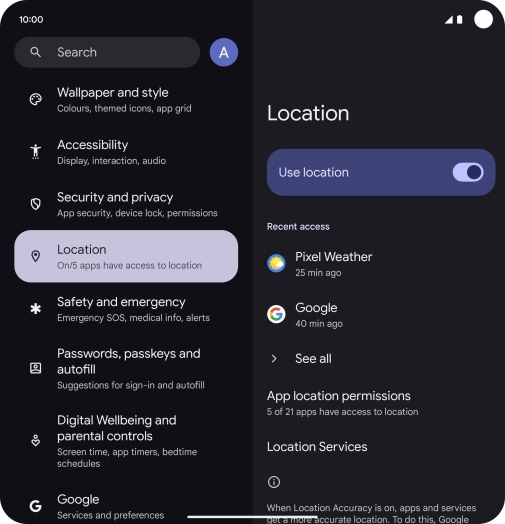 Press App location permissions.
