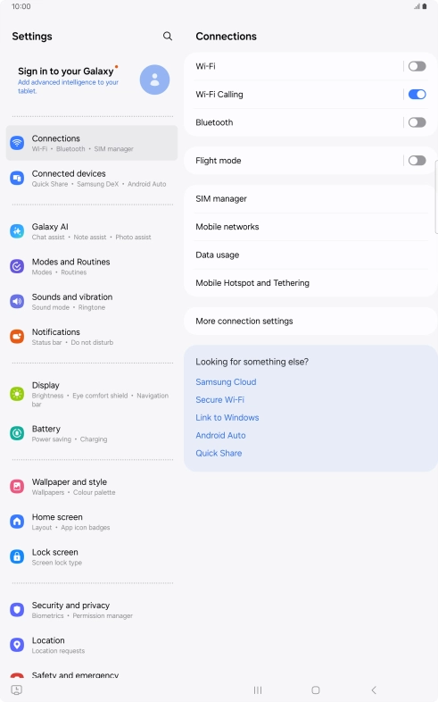 Press Security and privacy.