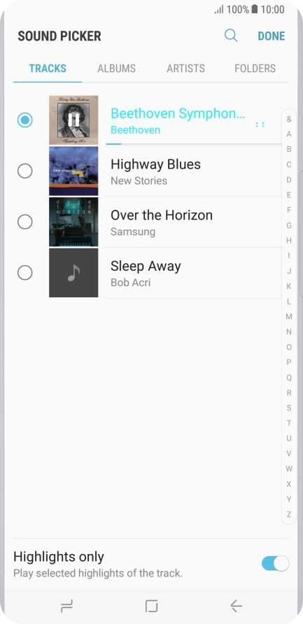 Once you've found a ring tone you like, press DONE.
