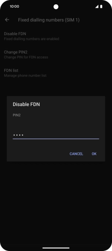 Key in your PIN2 and press OK. The default PIN2 is 0000.