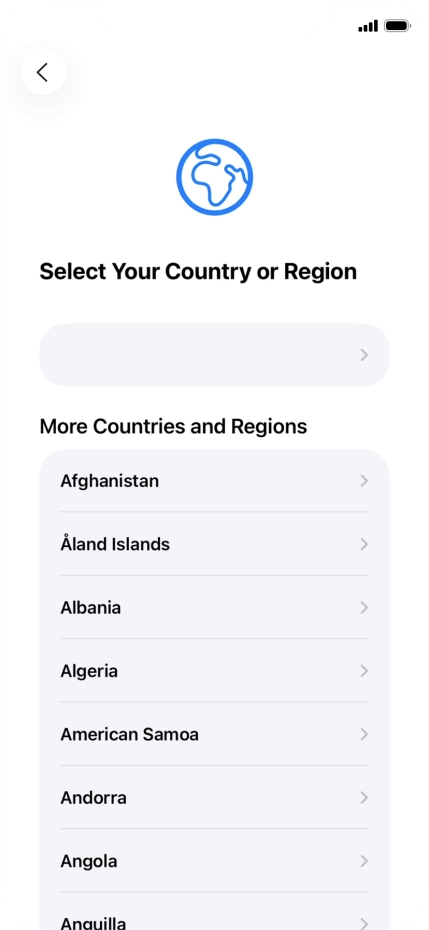 Press the required country or area.